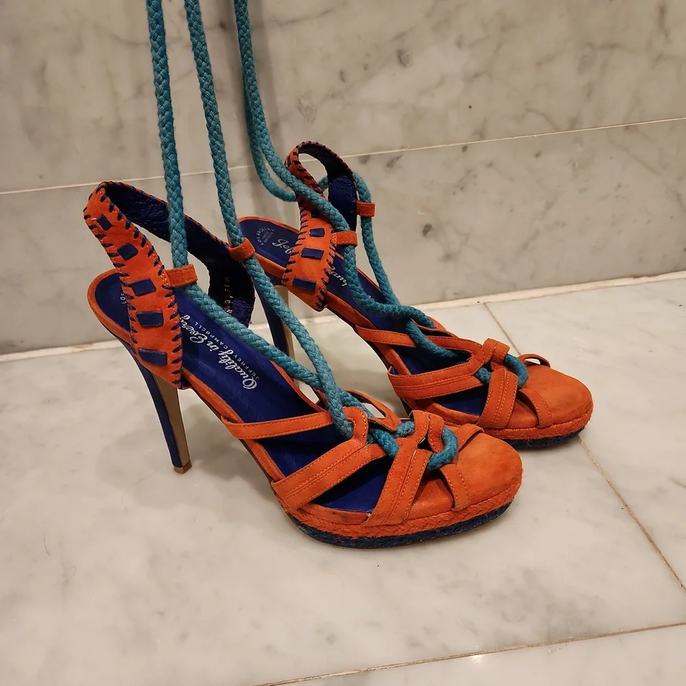 Jeffrey Campbell Orange and Blue Heels - Picture 2 of 5
